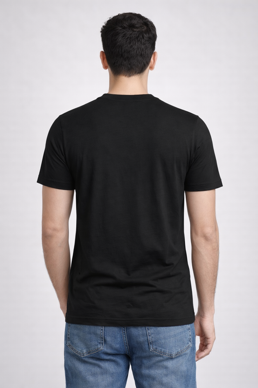 Rayzo Solid Black Plain Cotton T-Shirt for Men