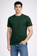 Rayzo Solid Green Plain Cotton T-Shirt for Men