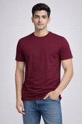 Rayzo Solid Maroon Plain Cotton T-Shirt for Men